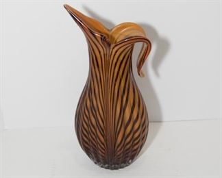 C25	Tiger Stripe Glass Art Pitcher 16”	$12.95