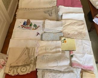 Mix of table cloths napkins place mats. Prices vary 5-12.00 per set