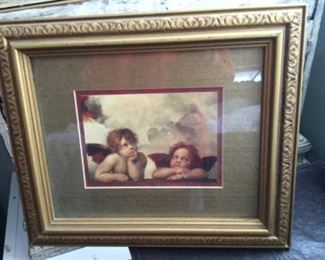 The classic angels in quandary measures 12.5 wide by 10.5 tall nicely framed and matted $10.00