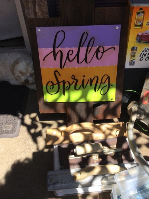 Hello Spring one of a kind custom sign $10.00