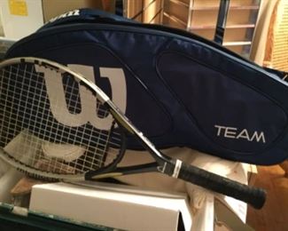 Super light intelligence head tennis racket and Wilson team gear bag holds two or more rackets in each zippered pocket $10.00 each