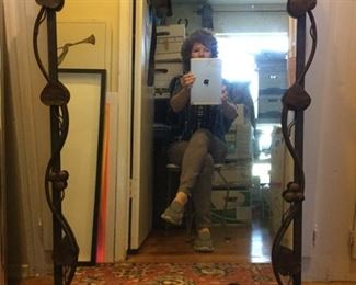 I couldn’t get out of the way so just decided to reflect for a moment, heavy iron work mirror nicely adorns hallway, bathroom, living room, bedroom, you name it $65 SALE $45.00