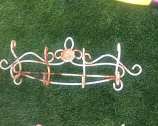 Lovely rusted for hook wall rack is 2 feet wide and 8 inches tall $15 SALE $12.00
