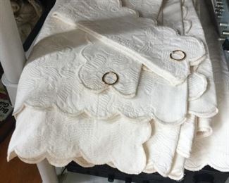 Pair super long damask cotton curtains with tie backs $8.00