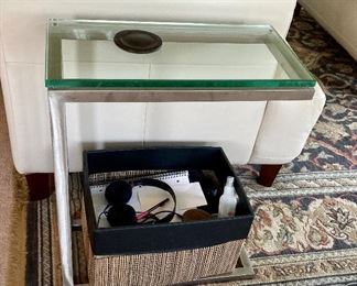 ALT VIEW: Modern glass/metal side tables ==> $120 each OR ONLY ===> $200 for the PAIR