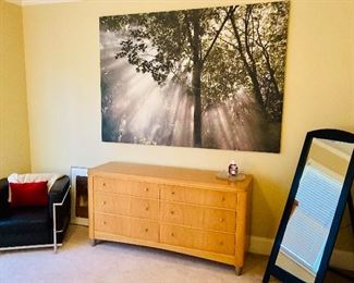ALT VIEW: Ethan Allen King Maple Bedroom Suite                         ===> $ 1.750/OBO  (includes 2 nightstands & dresser)       ALT VIEW: Flash Furniture Contemporary Modular Lounge Chair - Leather - Black - Hercules Regal Series ===> $250                                                                                                 Wall Art Canvas print ===> $150/ OBO       Dimensions: 79" W x 55" H