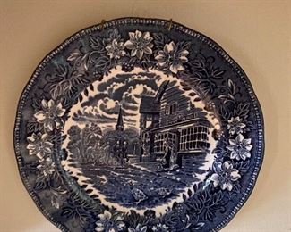 Decorative blue and white plate
