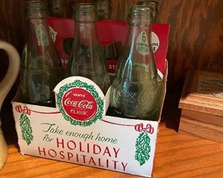Holiday 6 pack glass Coca-Cola bottles