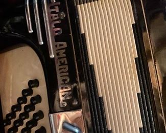 Italo American Concert Master accordian in travel case.