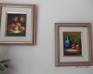 Pair of signed "Still Life" oil on canvas paintings...framed  14" x 17"   $40.00 each