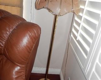 Nice brass lamp with frosted bent glass floral shade...**$40.00***