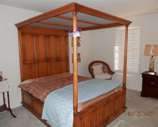 $650.00   Vintage Queen Size Walnut Panel Canopy Bed....from the famous "Barker Brothers" furniture store of Los Angeles. ...  ***$650***   Super high quality and "ROCK SOLID!"   NO MATTRESS or Bedding included..(760) 975-5483    DJ