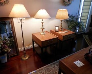 ****3 Brass Lamps*******  TABLES are SOLD!    Floor lamp, double 3 way with 4 bulbs $45.00.     2 Table Lamps, both are 3 way,  $25.00 each