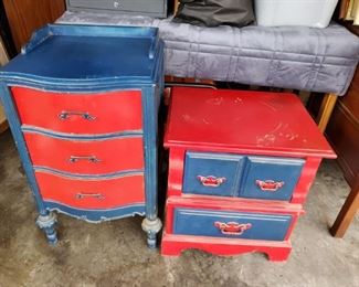 Red & Blue antique chests $40 ea.   30" highest