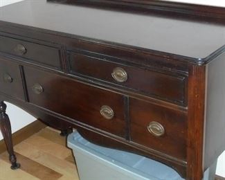Vintage mahogany side table w/2 drawers & original pulls