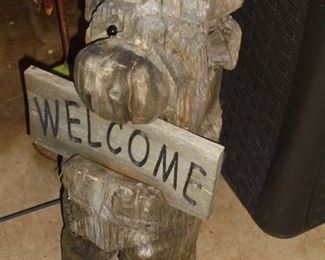 Welcome chain saw carved bear 30" tall