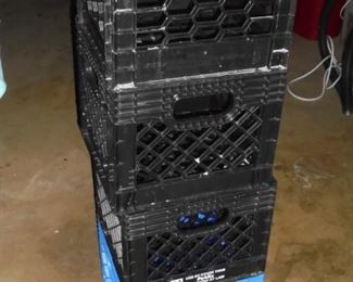 4 plastic milk crates