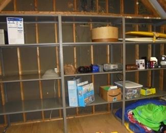 3 of 4 large metal shelving units