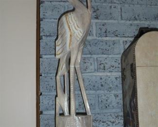 24" wood carved stork