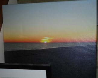 Canvas painting sunset over water