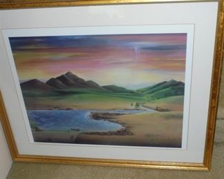 Matted & framed picture of western sky