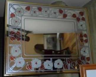 Framed flower mirror