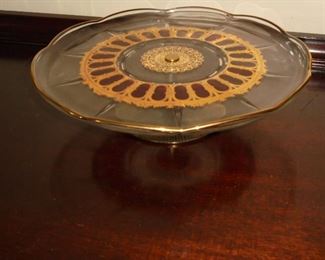 Antique gold & ruby cake pedestal