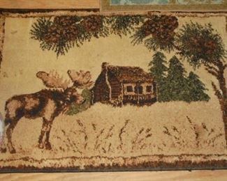 Moose and cabin rug