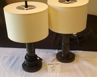 $40 - Pair of 15” tall Lamps (Each lamp holds 2 bulbs) 