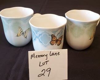 $5 - 3 LENOX Butterfly Meadow Coffee/Tea cups 