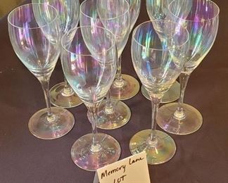 $20 - 8 Iridescent 8 1/2" tall wine glasses 