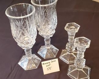 $25/all - 4 glass & crystal candle holders (tall ones are 11 1/2" tall) 