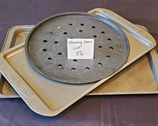 $5/all - 3 baking pans. One Farberware pan, one Bakers secret pan & one pizza pan)