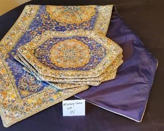 $30 - Beautiful Iraniun Art 18.5" x 62" Table runner & 6 placemats. *Unused* 