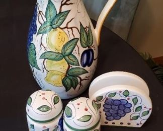 $20/all - Kitchen Lot - 14.25" (tallest part) Bella Casa Pitcher, Salt & pepper shakers & a napkin holder 