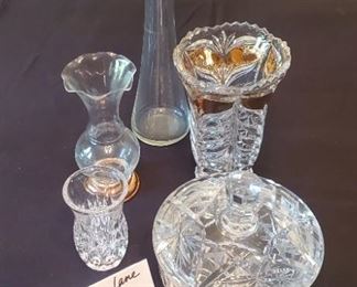 $13 - Misc. crystal & glass (tallest vase is 10")