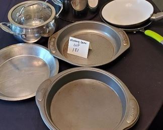 $17 - 3 pie pans, 2 small fry pans, David Burke 2 qt. pot & Chefmate Steamer pot