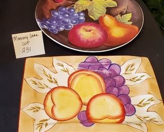 $12 - 2 platters - Rectangle one is 8.5"x12.75" and the round platter is Furio and 12.25" in diameter