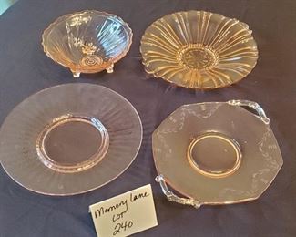$15 - 4 pieces of pink depression glass
