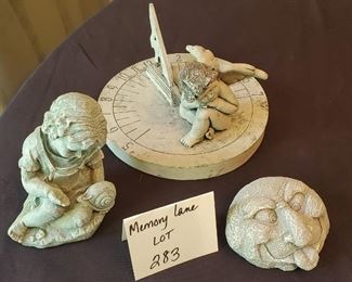 $6 - Garden decor. The stone garden 'Angel Baby' app. 7.25" in diameter. The girl with snail is plastic.