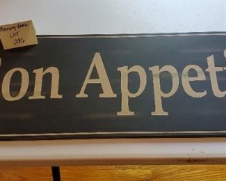 $8 - Large wood 'Bon Appetit' sign 28.5" across & 10.25" top to bottom