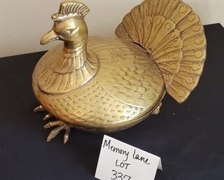 $25 - 10" Fritz brass turkey 2-pcs. top comes off to be used as bowl. Candy dish??