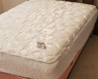 $100 - Full size bed & mattress protector. The mattress is in good condition without stains.