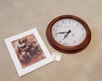 $10 -16" clock & Leonardo daVinci print