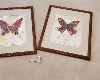 $15 pair - 2 Phyllis Knight Butterfly 22" x 17.5" prints
