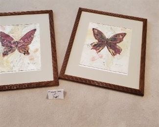 $15 pair - 2 Phyllis Knight Butterfly 22" x 17.5" prints 