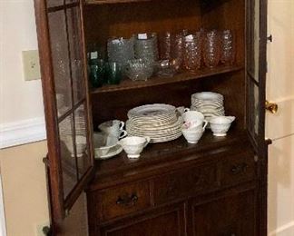 Vintage china cabinet full of vintage glassware and china Vintage china set: Pope Gosser USA 'Rose Point'