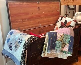 Beautiful Lane Cedar Chest and beautiful handmade quilts! More quilts in other rooms...