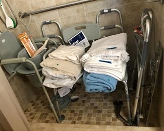 Shower chair, potty, walkers...