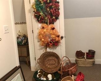 Ribbon wreaths, baskets, Kollock prints